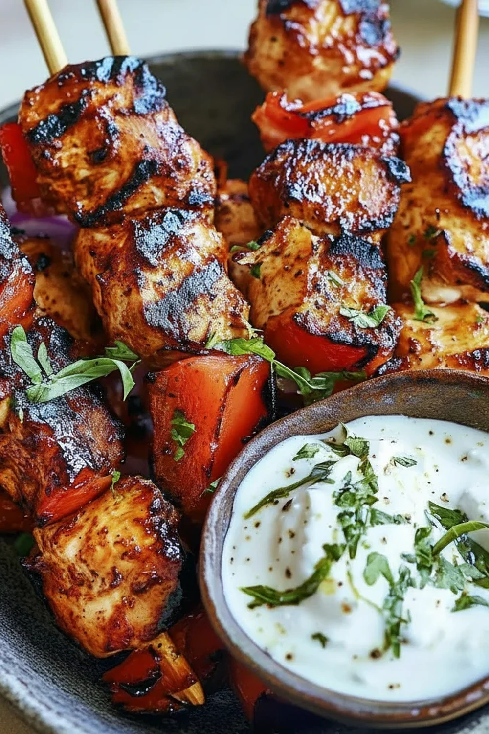Bbq Chicken Skewers With Yogurt Dip Recipe