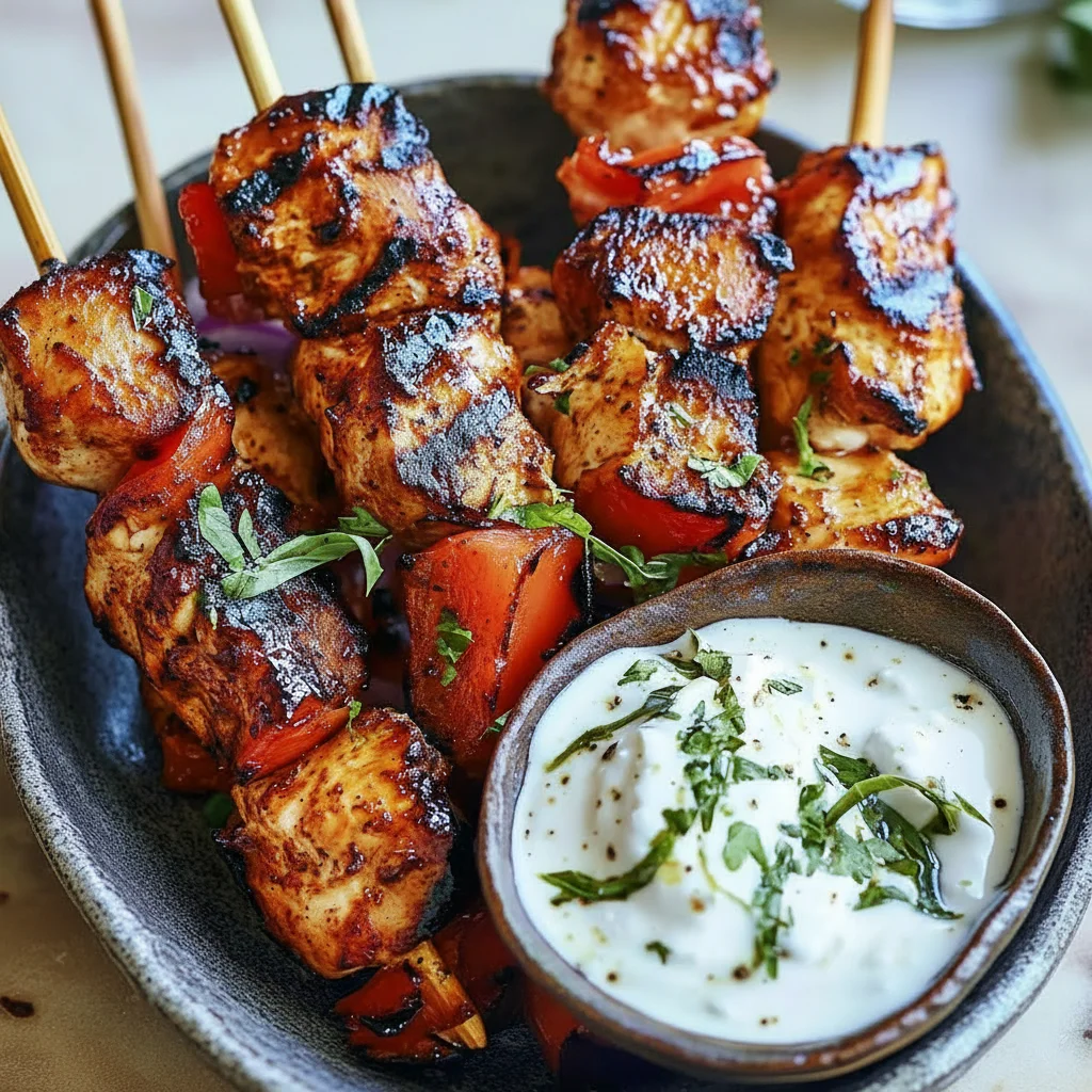 Bbq Chicken Skewers With Yogurt Dip Recipe