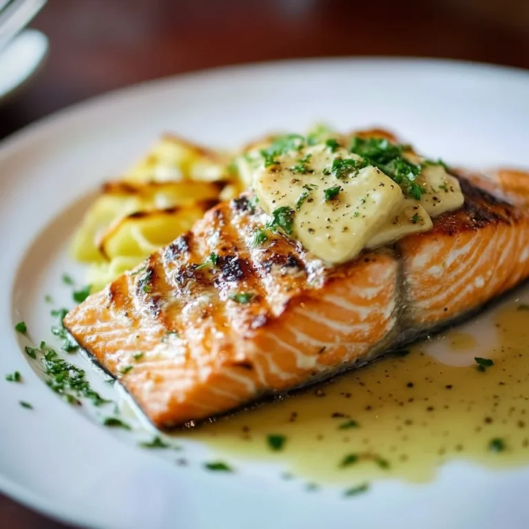 Grilled Salmon With Garlic-Butter Sauce