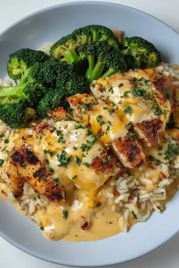 Cheesy Garlic Butter Chicken & Broccoli Rice