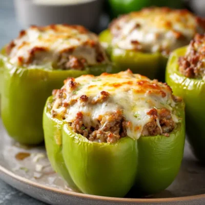 Cheesy Ground Beef Stuffed Bell Peppers