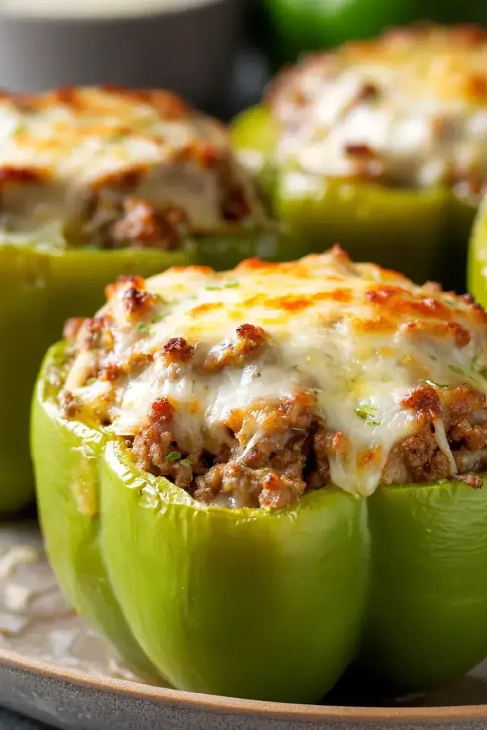 Cheesy Ground Beef Stuffed Bell Peppers