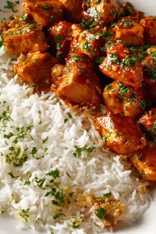 Classic Garlic Butter Chicken Bites & Basmati Rice