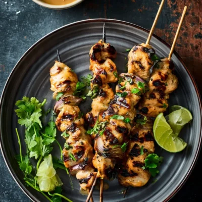 Grilled Chicken Skewers With Thai Peanut Sauce
