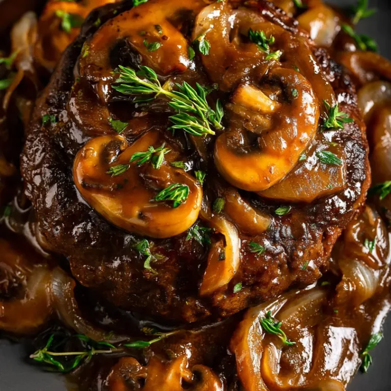 Hamburger Steak With Mushroom Onion Gravy