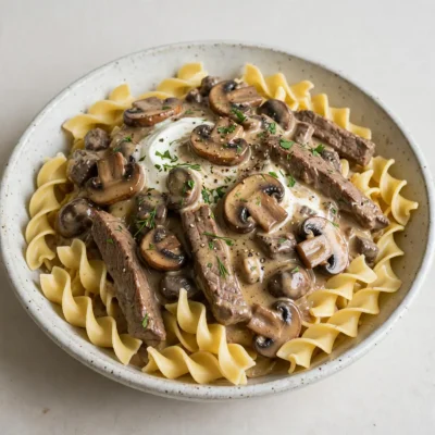 Classic Beef Stroganoff With Egg Noodles