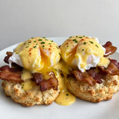 Cozy Southern Eggs Benedict with Smoky Beef Bacon
