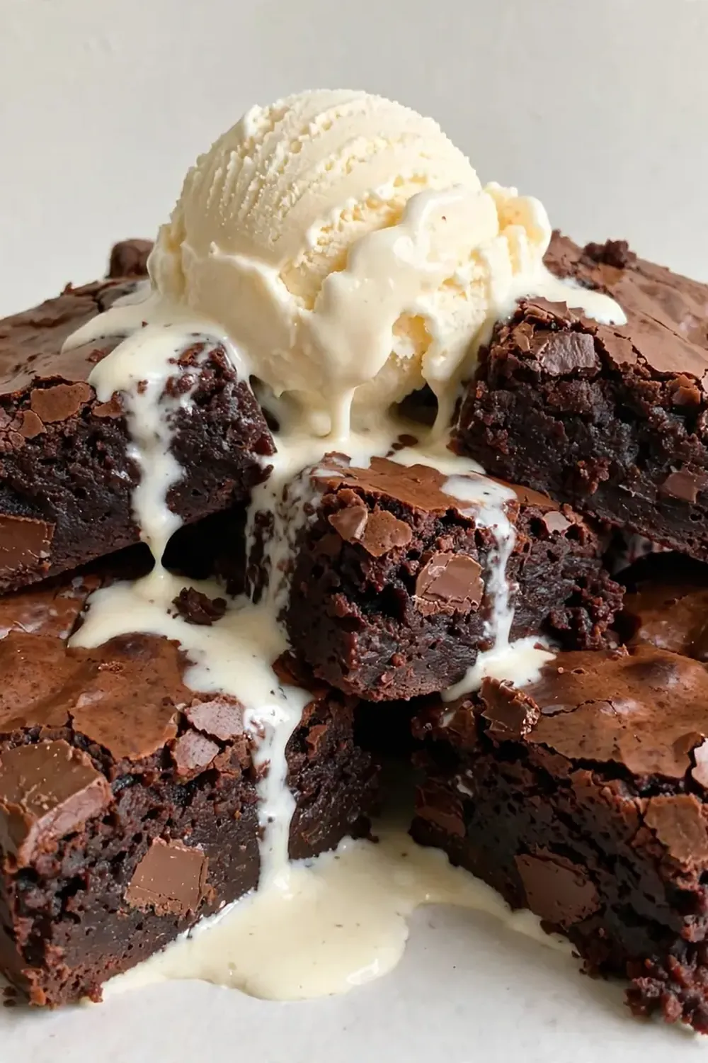 Fudgy Chocolate Brownies with Vanilla Ice Cream