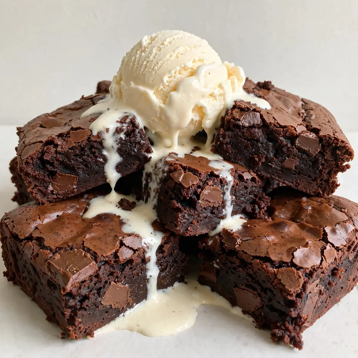 Cozy Weekend Fudgy Chocolate Brownies with Vanilla Ice Cream