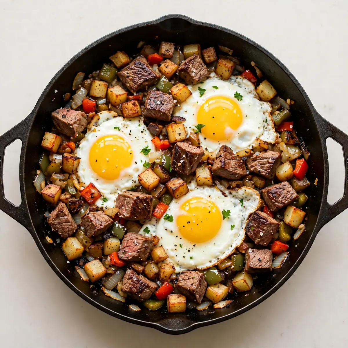 Cozy Weekend Steak and Eggs Hash Skillet