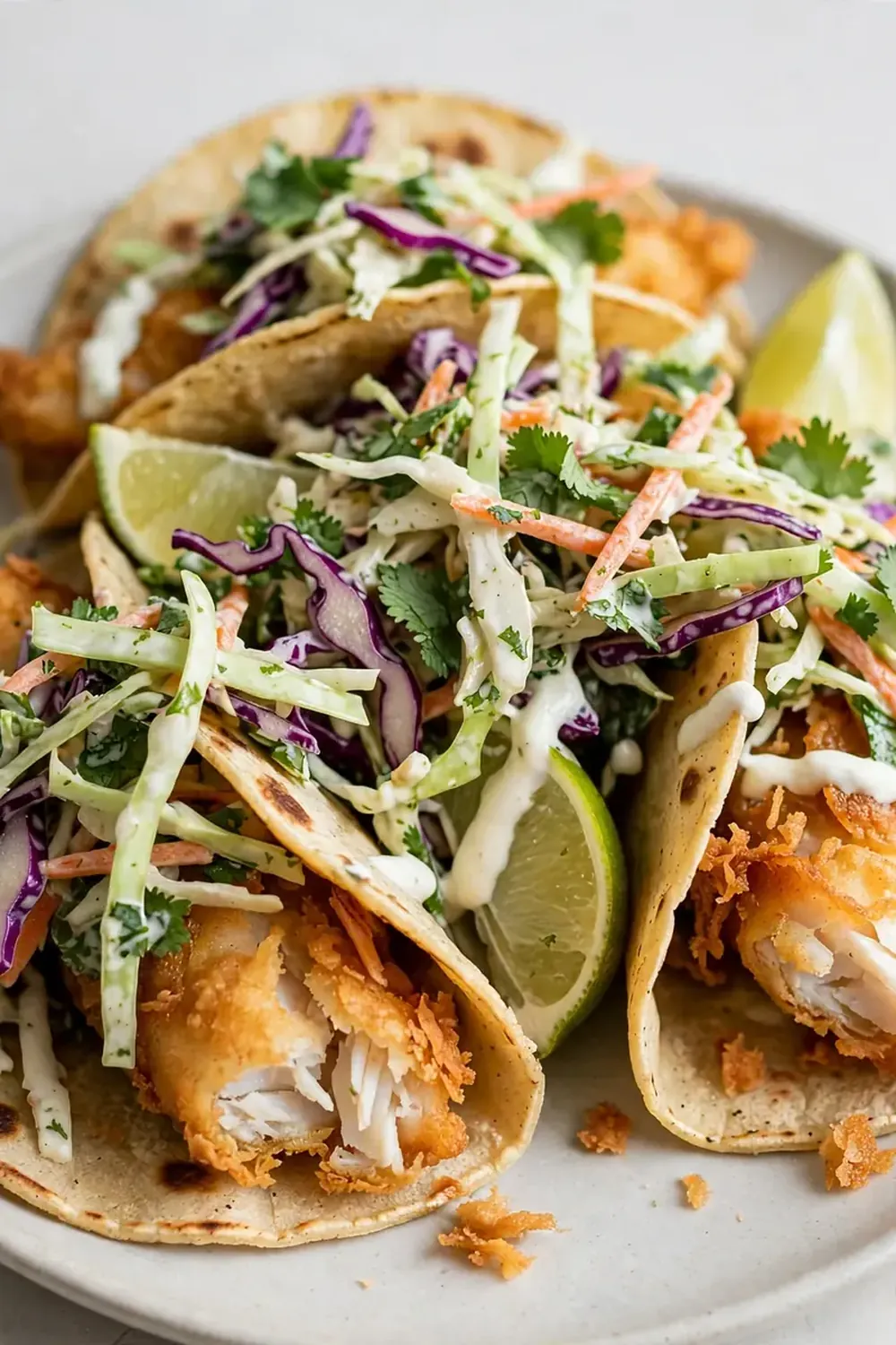 Crispy Fish Tacos with Lime Slaw