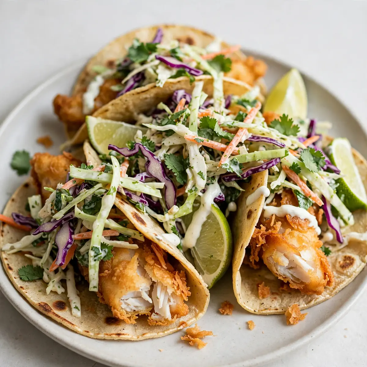 Crispy Fish Tacos With Lime Slaw