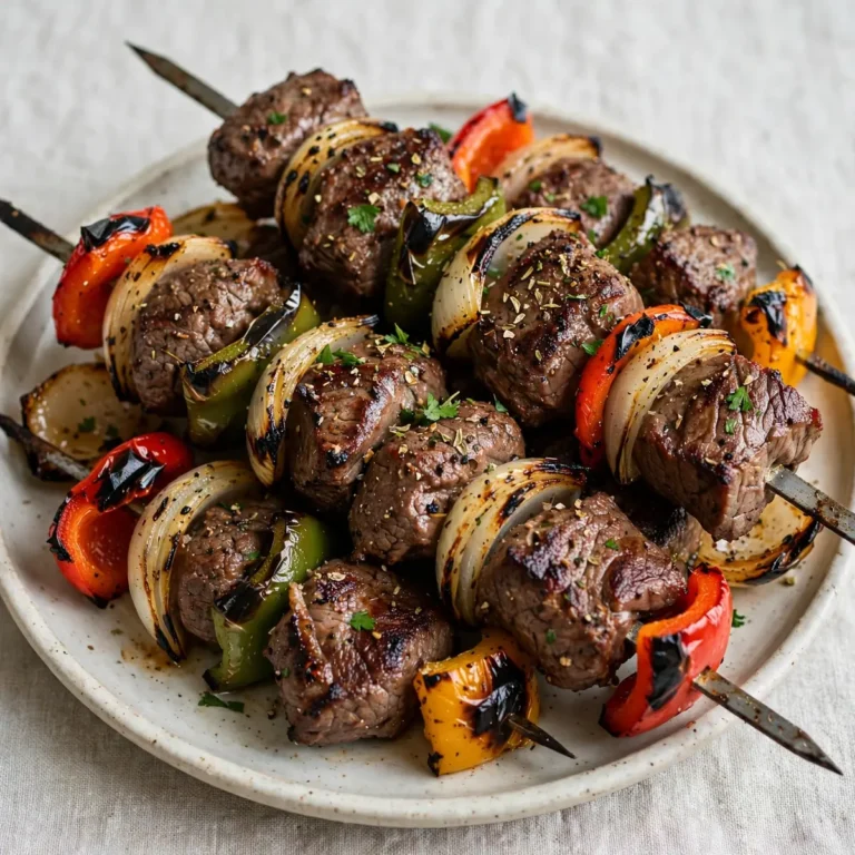 Grilled Beef Kebabs With Peppers And Onions