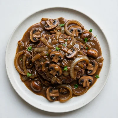 Hamburger Steak With Mushroom Onion Gravy