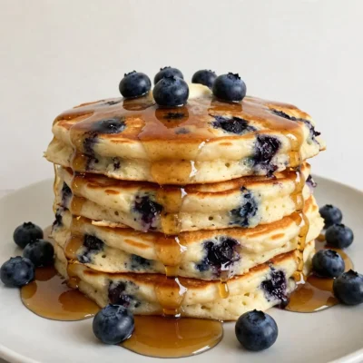Savor the Aroma of Fluffy Blueberry Pancakes with Maple Syrup