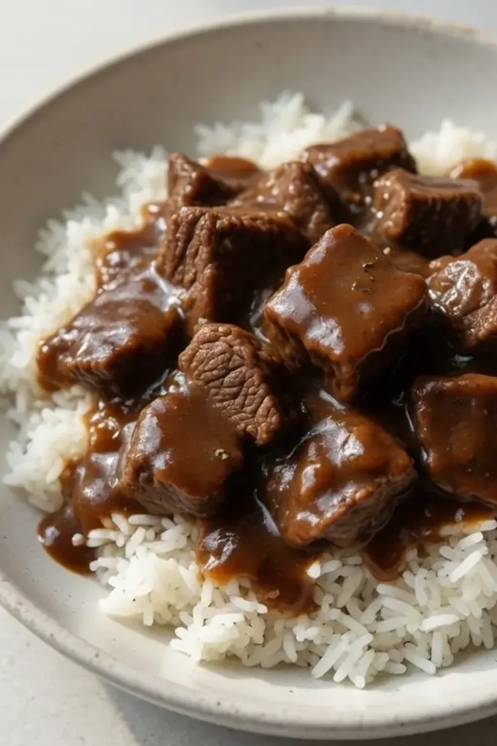 Slow Cooker Beef Tips and Gravy over Rice