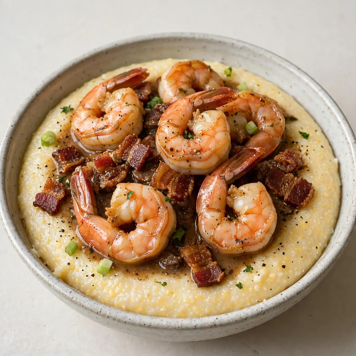 Smoky Beef Bacon Southern Shrimp and Grits