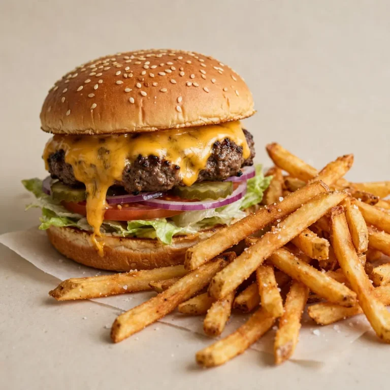 Smoky Weekend Cheeseburger with Crispy Fries