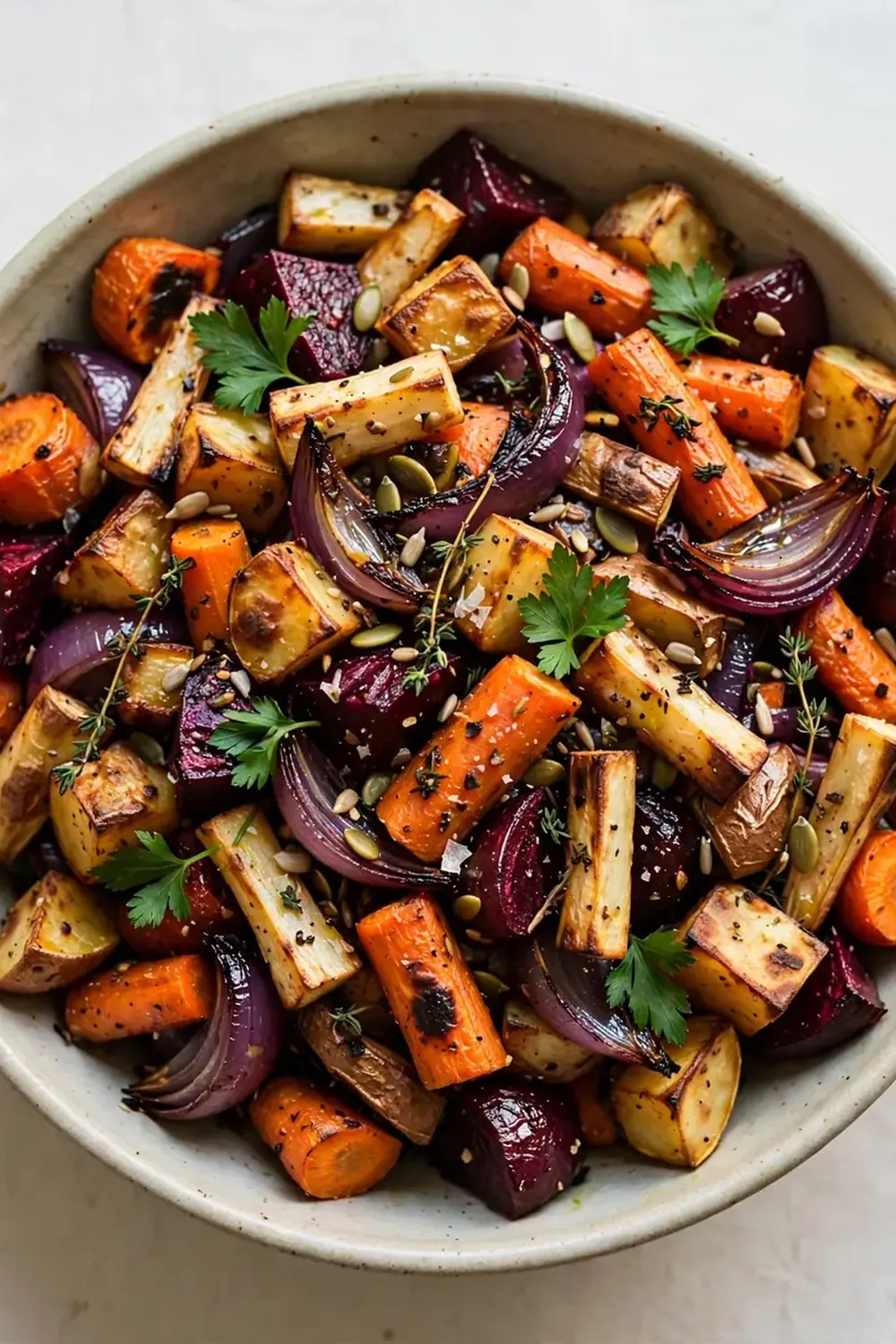 simple roasted root vegetable salad