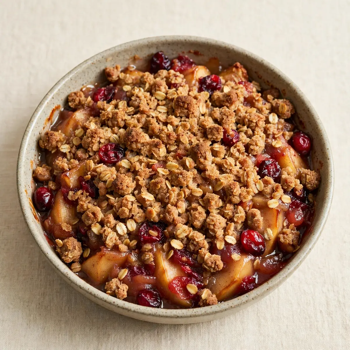 Quick Weeknight Spiced Apple Cranberry Crumble
