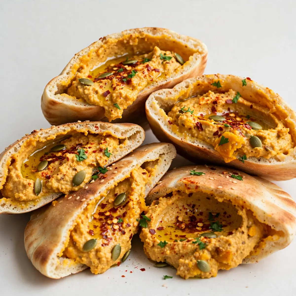 Quick Weeknight Spicy Pumpkin Hummus Pita Pockets