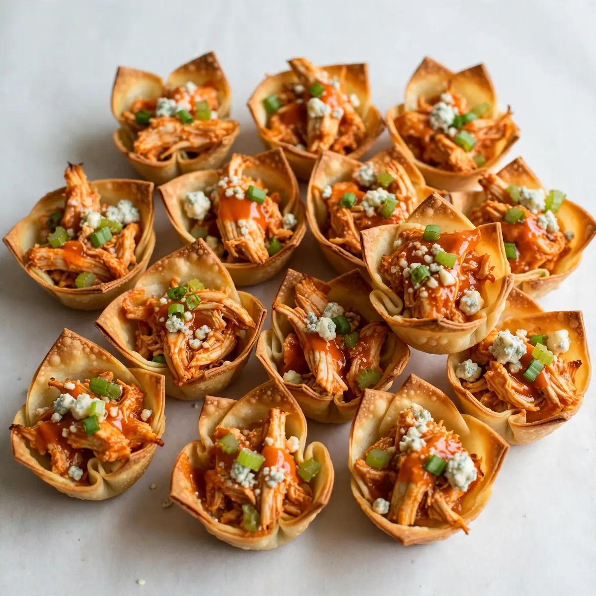 Speedy Weeknight Mini Buffalo Chicken Wonton Cups