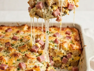 Leftover Ham and Cheese Breakfast Strata